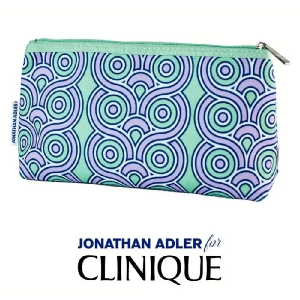 Clinique x Jonathan Adler Makeup Bag - Mint Green, Retro Geometric - Limited Ed